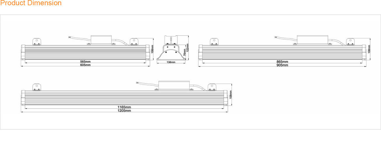 Product Dimension - Blue Ghost Linear High Bay