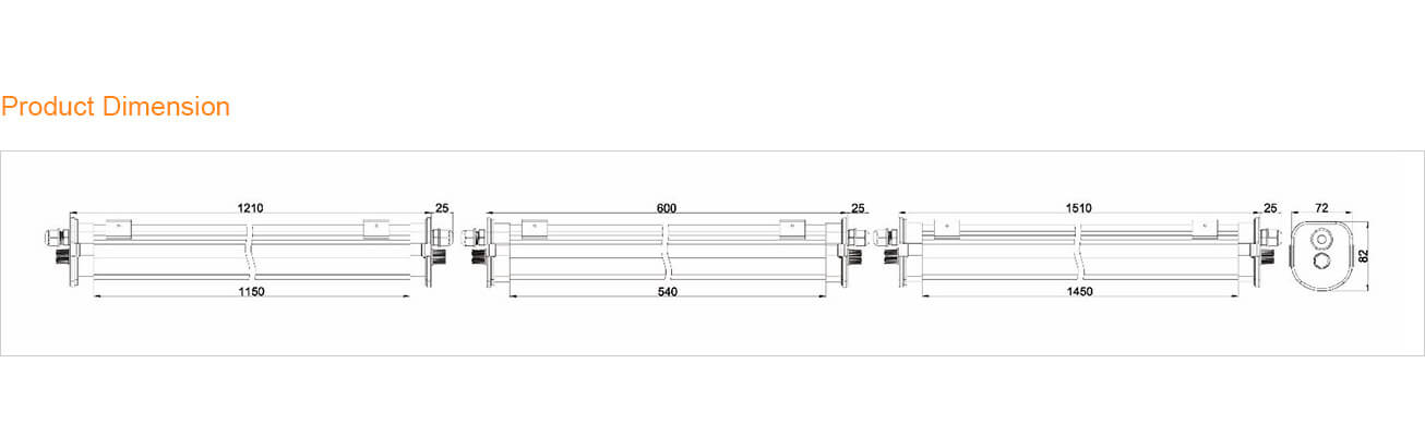Product Dimension - E-Cloud Non-corrosive/Vapor Tight Fixture