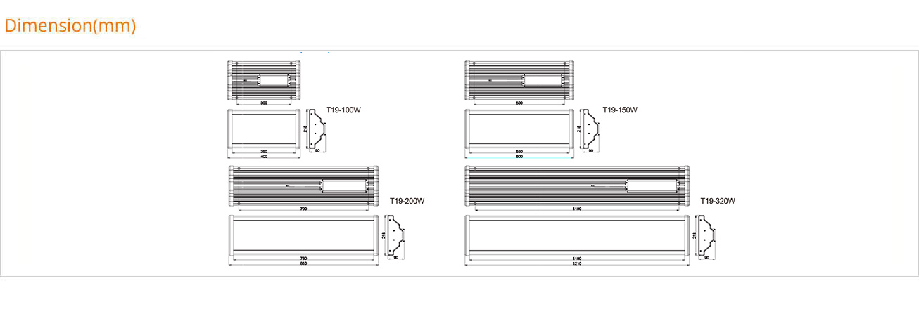 Product Dimension - T19 Linear Highbay