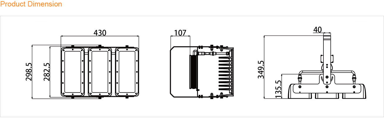 Product Dimension - T34 Flood Light