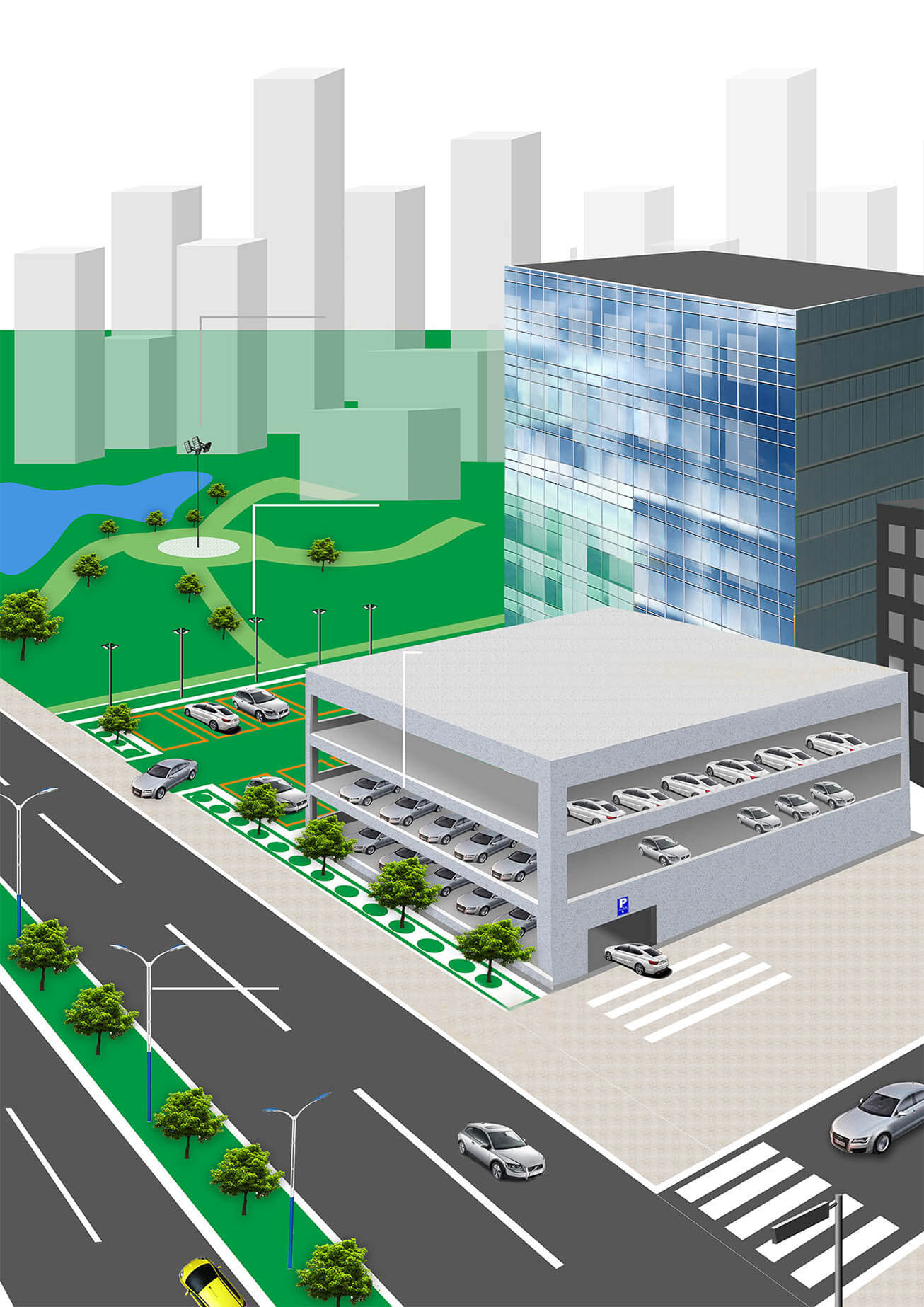 Parking garages,Parks and plazas,Roads and streets - Flood Light